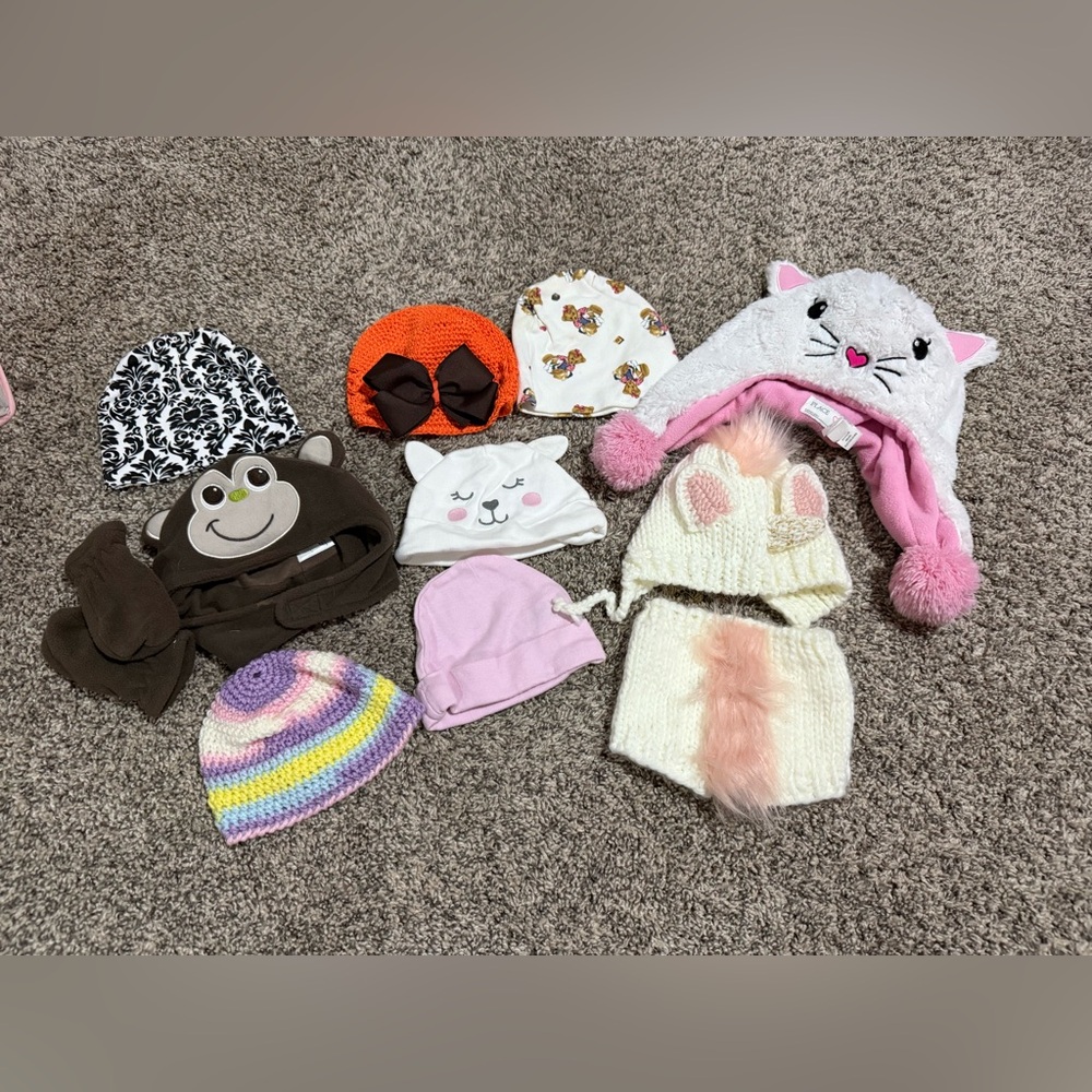 Lot of 9 winter baby hats